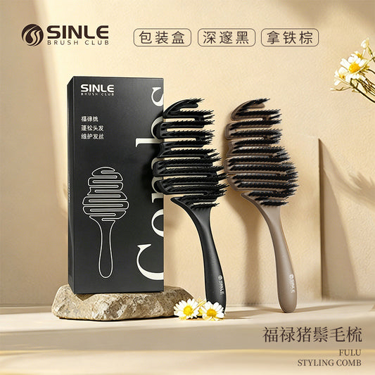 Volumizing High-Crown Hollow Ribbed Comb, Simple and Portable Women's Hair Smoothing Massage Comb, Gradient Bristle Fortune Pinecone Comb - image 1
