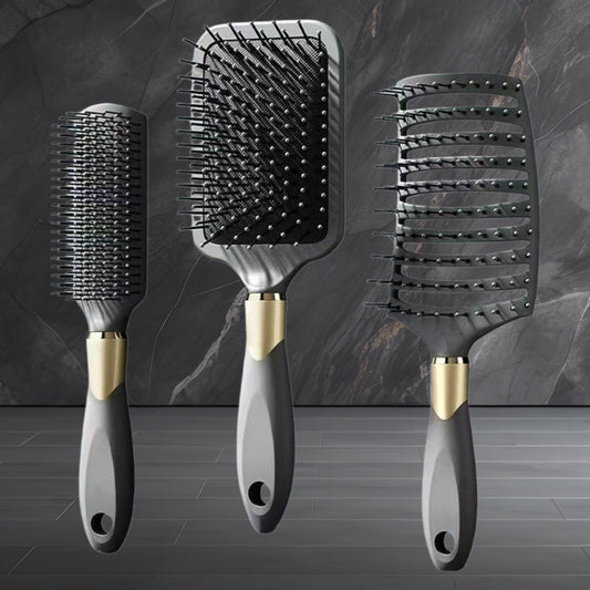 Men's Gold-Plated Five-Piece Set: Curling Comb, Styling Hair Volumizing Round Roller Comb, Ribbed Massage Air Cushion Comb - image 1