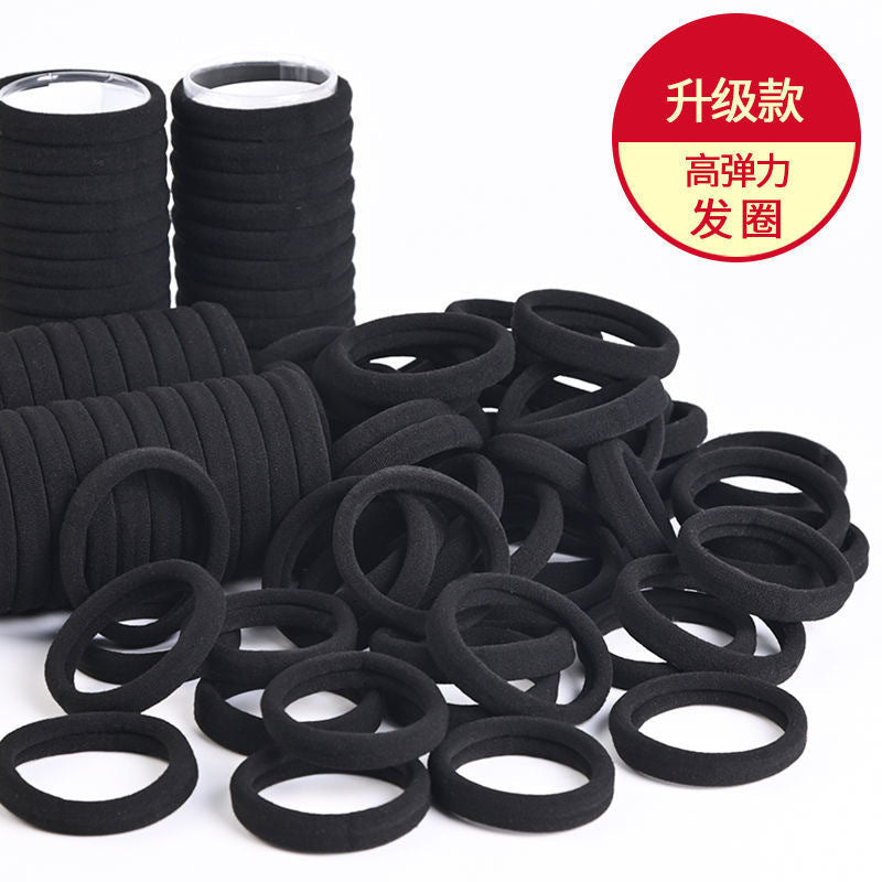 Single-piece wholesale black hair ties for women, Korean style, high elasticity, non-damaging rubber bands for high ponytails, baby hair accessories - image 2