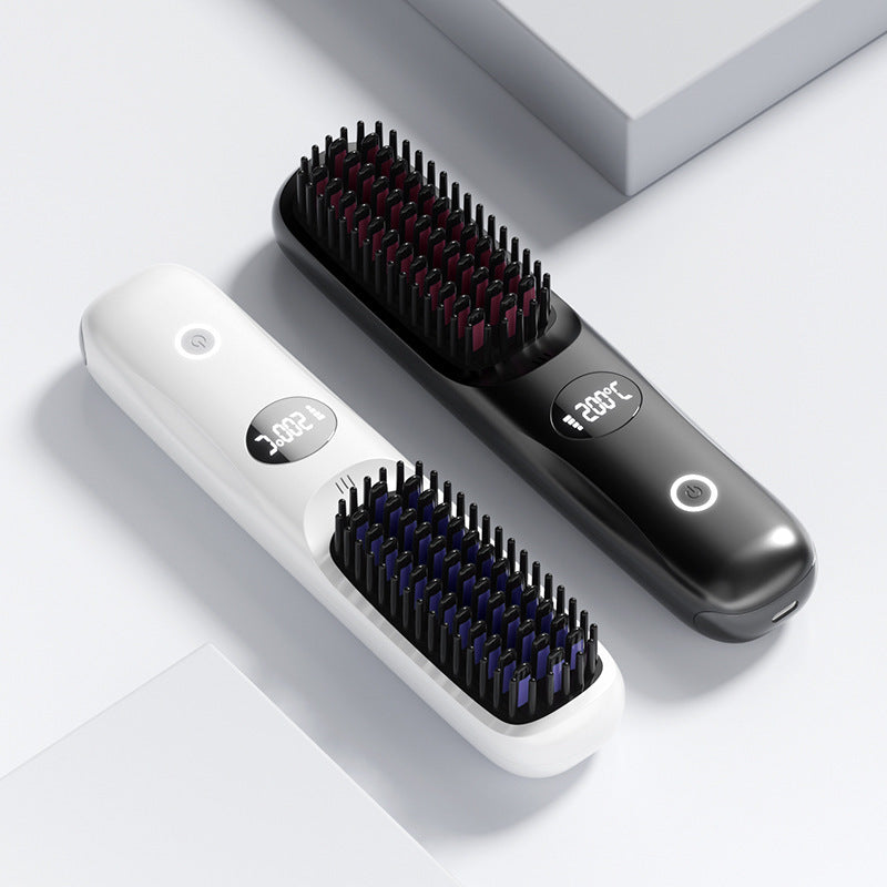 New cross-border straightening comb, rechargeable ceramic heating comb, non-damaging hair straightener, wireless portable hair curler - image 3