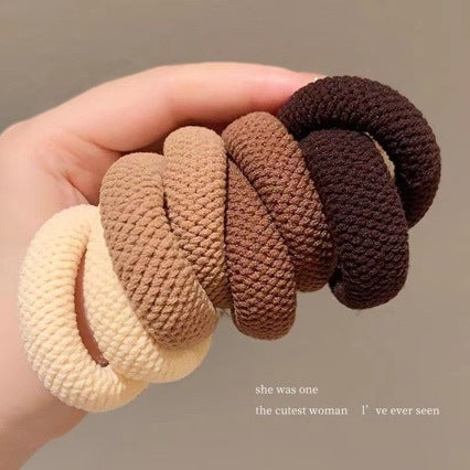 Simple hair tie for women 2025, trendy, thickened and widened ponytail elastic hair band, velvet hat with the character "Fu" - image 1