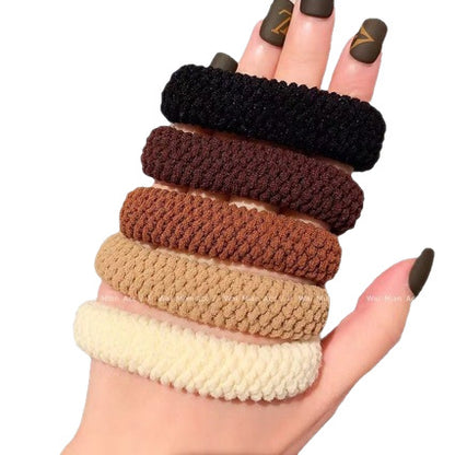 Simple hair tie for women 2025, trendy, thickened and widened ponytail elastic hair band, velvet hat with the character "Fu" - image 5