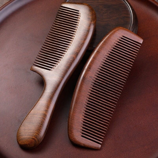 Household Black Sandalwood Comb for Women, Anti-Static Hair Loss Prevention Wooden Comb, Men's Wide-Tooth Curly Hair Comb, Wooden Comb, Peach Wood Comb - image 1