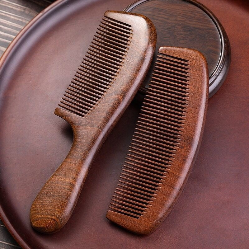 Household Black Sandalwood Comb for Women, Anti-Static Hair Loss Prevention Wooden Comb, Men's Wide-Tooth Curly Hair Comb, Wooden Comb, Peach Wood Comb - image 4