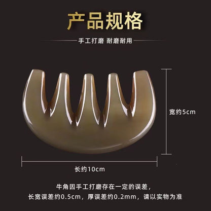 Natural Horn Five-Tooth Comb for Head Massage, Wide-Tooth Meridian Comb, Hair Therapy Comb, Household Comb, Gua Sha Board, Anti-Static - image 4