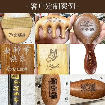 Golden Sandalwood Massage Comb for Meridian Health and Scalp Care, Wide-Tooth Comb for Head Therapy, Wooden Comb with Custom Logo - image 3