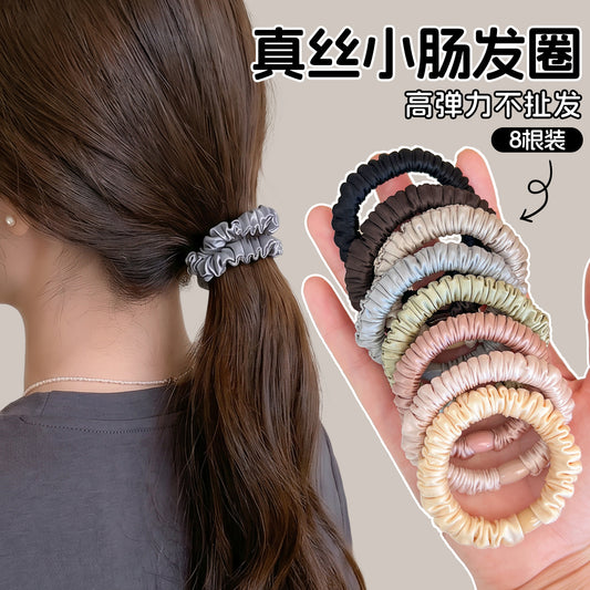 High-Elasticity Pleated Silk Hair Tie, Satin High Ponytail Hair Rope, Durable Rubber Band Hair Accessory for Women - image 1