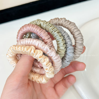 High-Elasticity Pleated Silk Hair Tie, Satin High Ponytail Hair Rope, Durable Rubber Band Hair Accessory for Women - image 3
