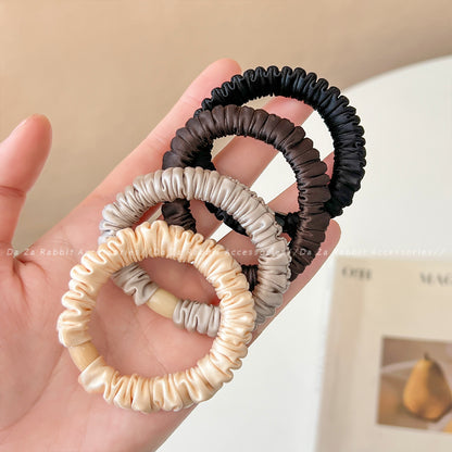 High-Elasticity Pleated Silk Hair Tie, Satin High Ponytail Hair Rope, Durable Rubber Band Hair Accessory for Women - image 4