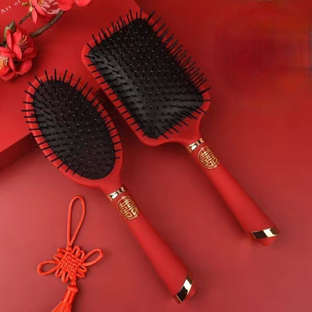 Wedding Supplies Wedding Comb Big Red Airbag Massage Comb Bride's Dowry Angel Comb Air Cushion Curling Comb - image 3