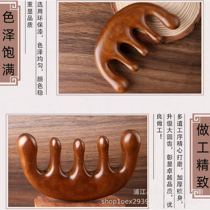 Sandalwood Massage Comb, Facial Scraping Board, Meridian-Clearing Brush, Scalp Massager, Wooden Massage Brush, Souvenir Gift Wholesale - image 3