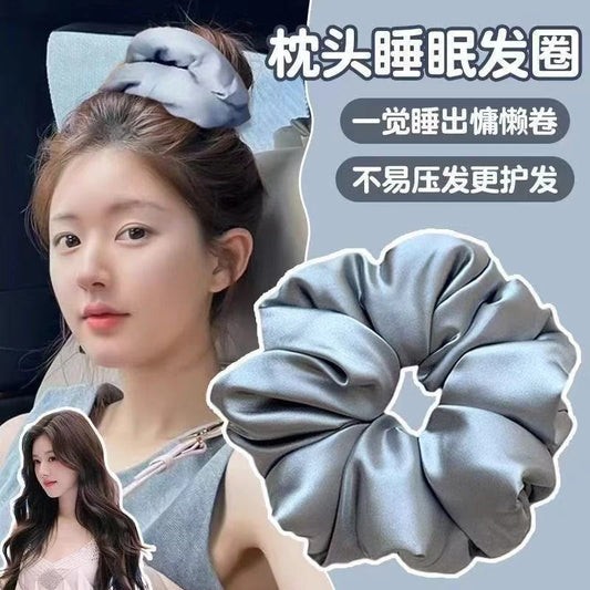 Sleep Pillow Hair Tie for Women, High-End Satin Oversized Scrunchie, Filled with Cotton, Does Not Damage Hair, Silk Hair Rope Hair Accessory - image 1