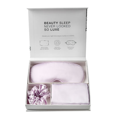 Satin imitation silk three-piece set: eye mask, hair tie, pillowcase, headband, blackout, foreign trade box set with logo - image 4