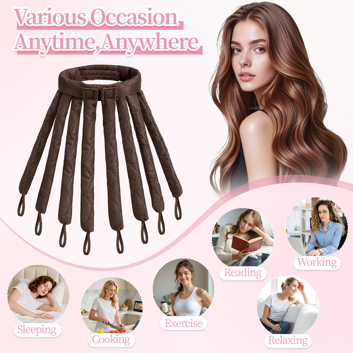Cross-Border Octopus Lazy Hair Curler, No Damage to Hair, Overnight Sleep Curling Magic Tool, Overnight Sleep Styling for Big Waves, Heat-Free Curling Wand - image 2