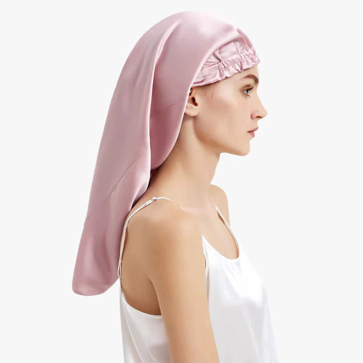 Cross-Border Long Silk Sleep Cap, 100% Mulberry Silk Sleep Cap, Home Hair Care Cap, Long Hair Cap, 19 Momme Silk Long Cap - image 3