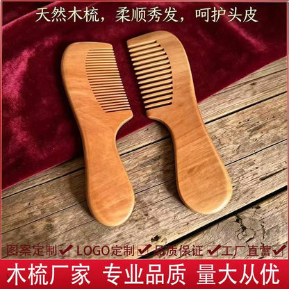 Natural peach wood comb, anti-static, anti-hair loss, specially designed for long hair, household wide-tooth solid wood comb, unisex - image 1