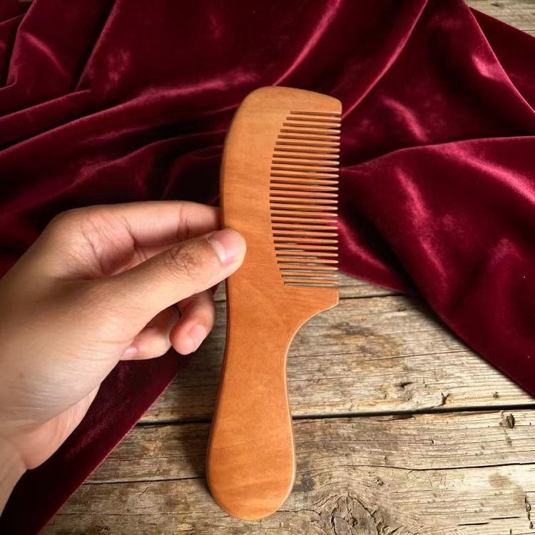 Natural peach wood comb, anti-static, anti-hair loss, specially designed for long hair, household wide-tooth solid wood comb, unisex - image 2