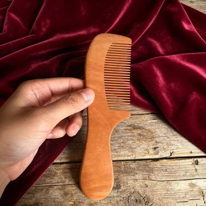 Natural peach wood comb, anti-static, anti-hair loss, specially designed for long hair, household wide-tooth solid wood comb, unisex - image 2