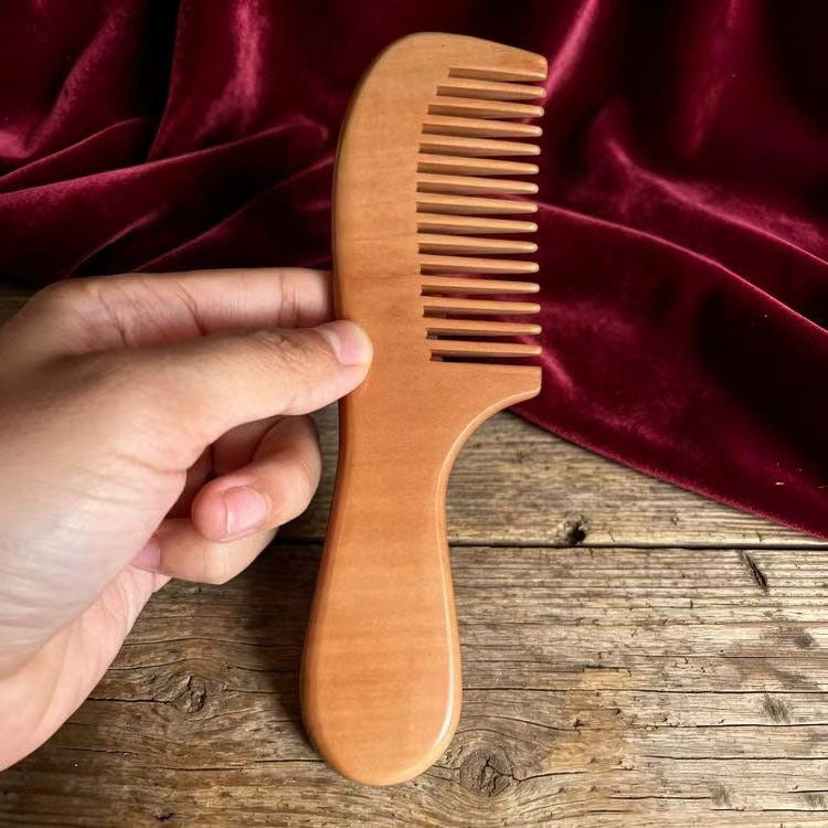 Natural peach wood comb, anti-static, anti-hair loss, specially designed for long hair, household wide-tooth solid wood comb, unisex - image 3