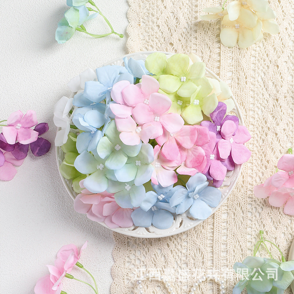 Artificial Flowers 4-Branch Hydrangea Flowers Wholesale Wedding Decoration Flower Wall Decoration DIY Hair Accessories Flower Wreath Flower Box Gift Box Flower Arrangement - image 2