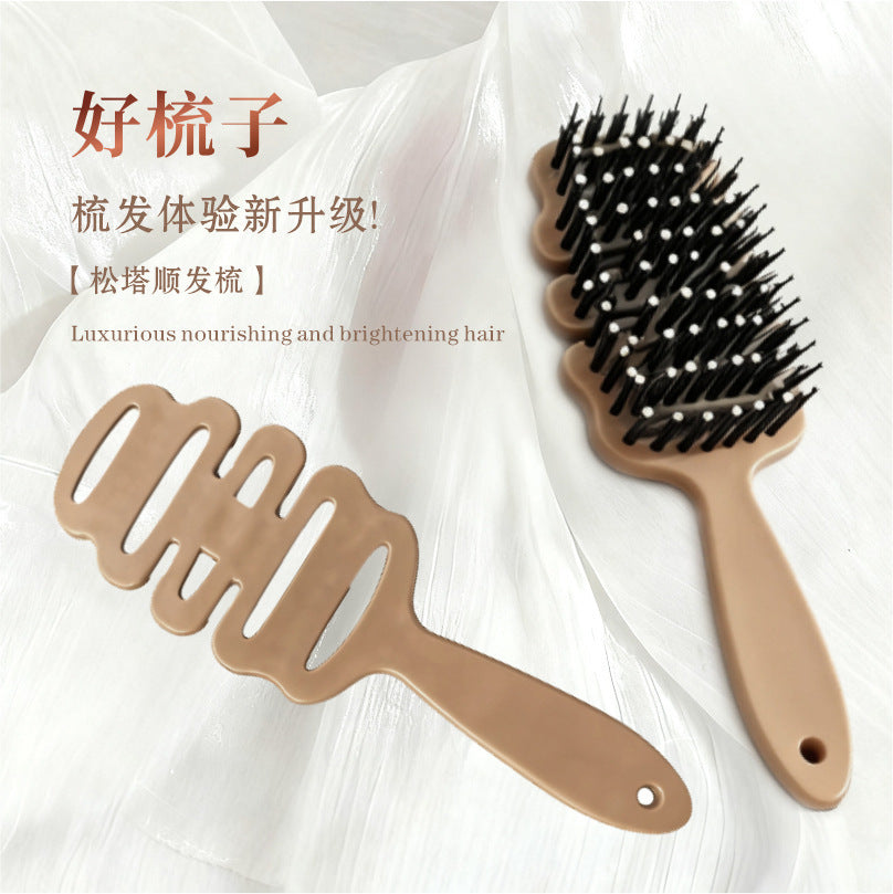 Pinecone Bristle Hair Care Comb, Fluffy Bristle Hair Comb, Massage Head Anti-Static Hair Smoothing Comb, Hair Care Comb - image 1