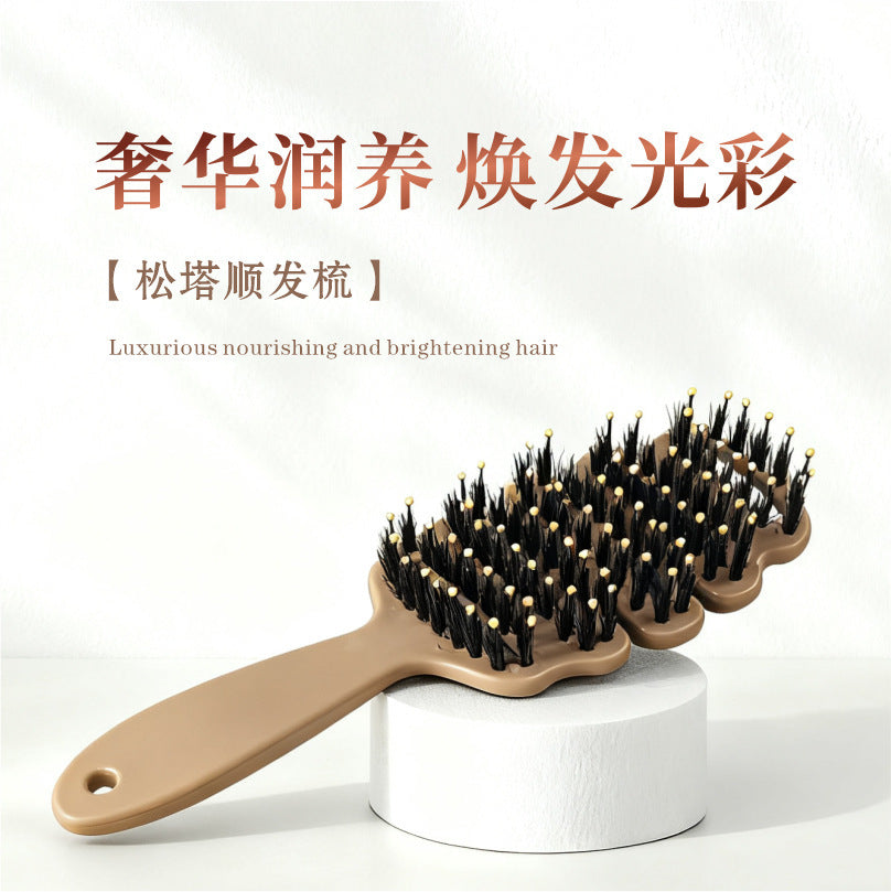 Pinecone Bristle Hair Care Comb, Fluffy Bristle Hair Comb, Massage Head Anti-Static Hair Smoothing Comb, Hair Care Comb - image 2