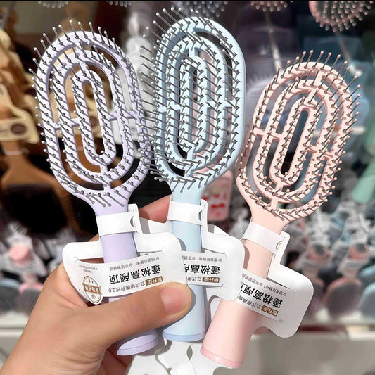 New Hollow-Out Design High-Quality Mini Portable Ribbed Comb with Air Cushion for Fluffy Hair and Massage - image 1
