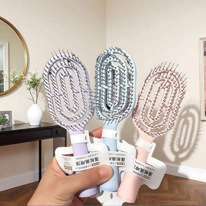 New Hollow-Out Design High-Quality Mini Portable Ribbed Comb with Air Cushion for Fluffy Hair and Massage - image 2