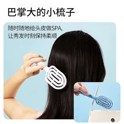 New Hollow-Out Design High-Quality Mini Portable Ribbed Comb with Air Cushion for Fluffy Hair and Massage - image 3