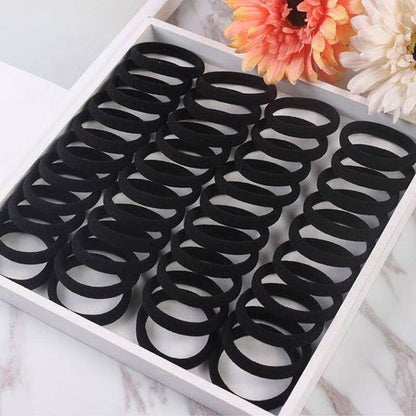 4cm Black High-Elastic Hair Tie Seamless Towel Ring Hair Accessory Rubber Band High Elasticity Black Hair Ring Elastic Band - image 3