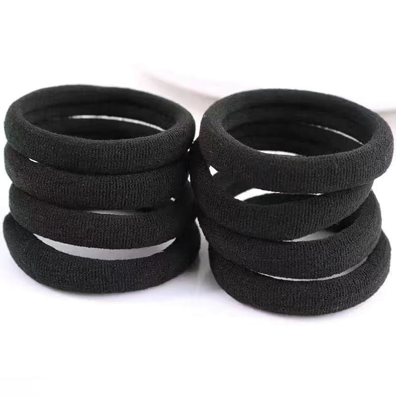 4cm Black High-Elastic Hair Tie Seamless Towel Ring Hair Accessory Rubber Band High Elasticity Black Hair Ring Elastic Band - image 4