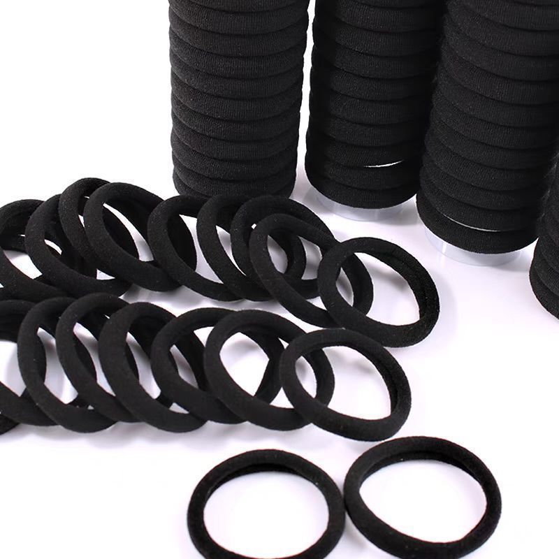 4cm Black High-Elastic Hair Tie Seamless Towel Ring Hair Accessory Rubber Band High Elasticity Black Hair Ring Elastic Band - image 5