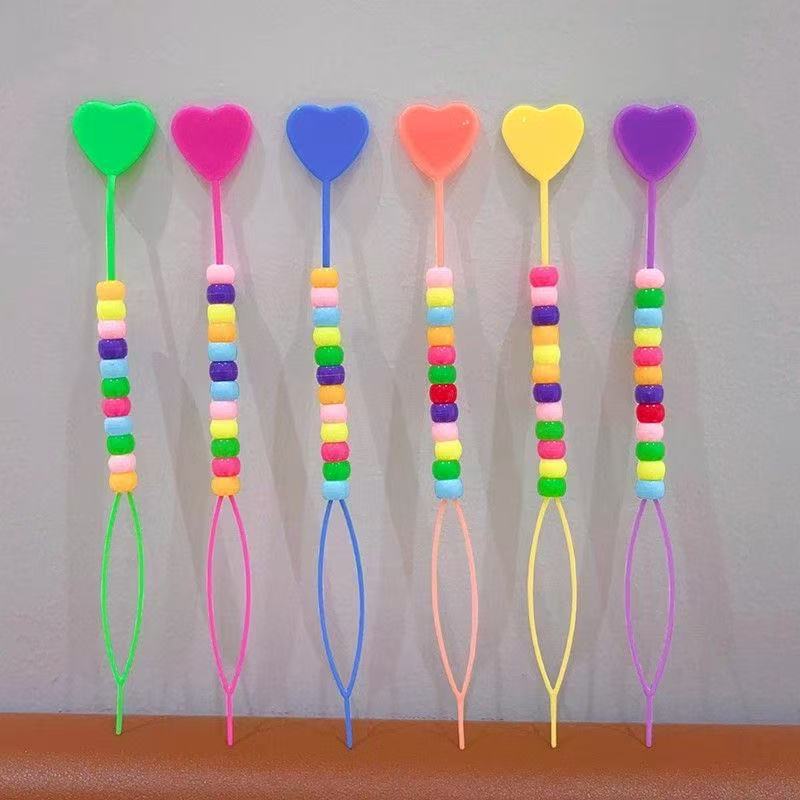 Children's small hair braiding tool, does not pull or damage hair, girls' hair braiding tool with beads and rhinestones - image 1