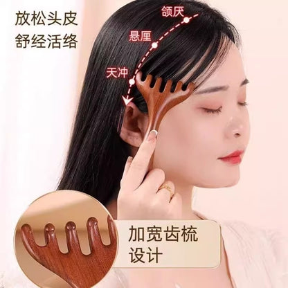 Deer Horn Scalp Massage Comb, Natural Sandalwood Six-Claw Meridian Massage Comb for Scalp and Neck - image 4