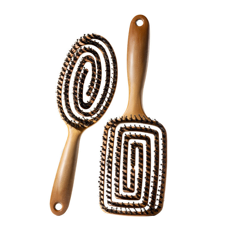 Niliya Boar Bristle Fluffy Comb for Hair Smoothing, Hair Care, Massage, Portable High-Crown Anti-Static Comb - image 5