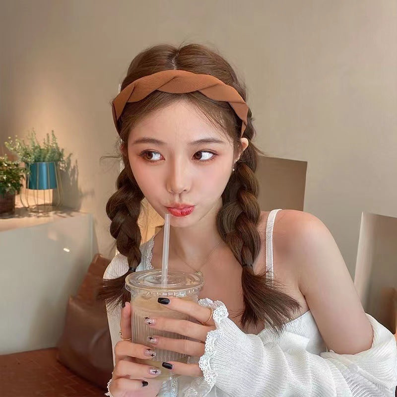 Vintage women's braided headband for washing face, hair tie, hairband, trendy hair accessory, versatile for going out, braided headband with a high-end feel - image 4