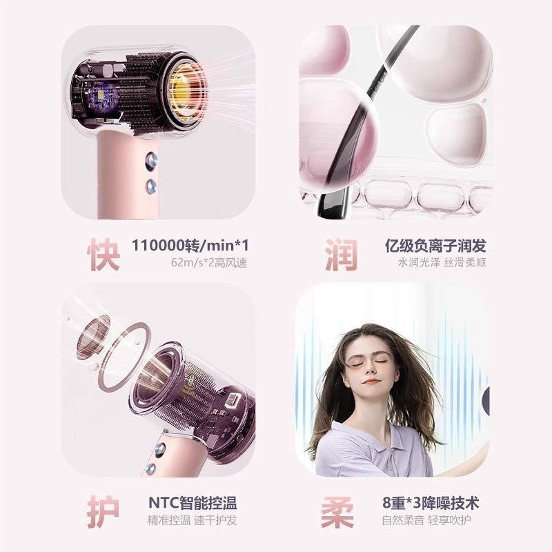 A high-end high-speed hair dryer from Huaqiangbei, suitable for hair salons and home use, with high power, negative ions, and a bladeless hollow design - image 3