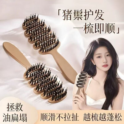 Pinecone bristle comb for head massage, anti-static, volumizing hair care comb, high crown magic tool, hair-smoothing and nourishing rib comb - image 1