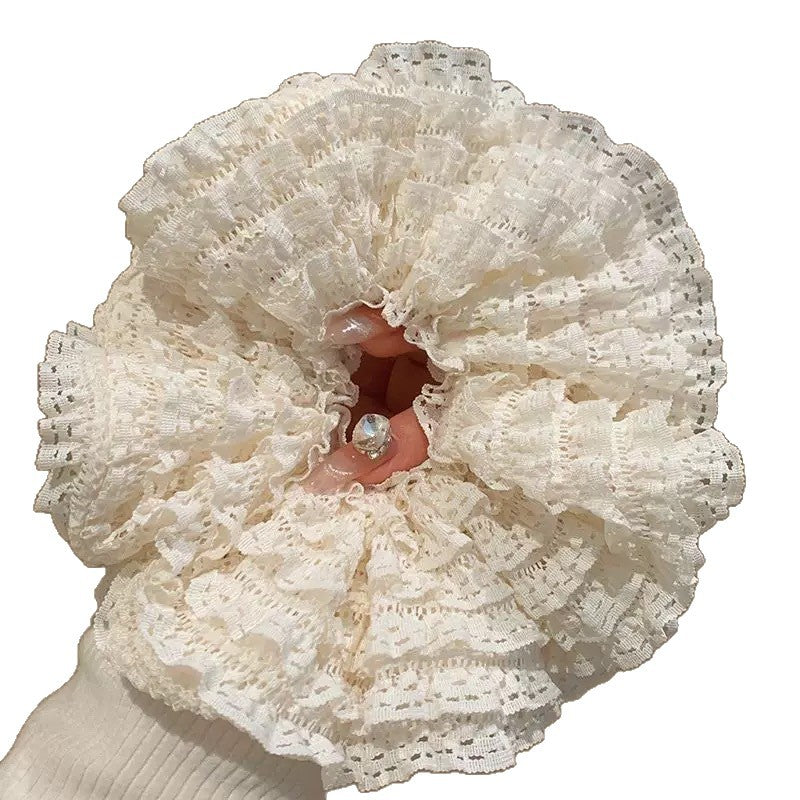 Korean-style polka dot lace scrunchie, French retro versatile bun and ponytail hair tie, high-end hair accessory - image 5