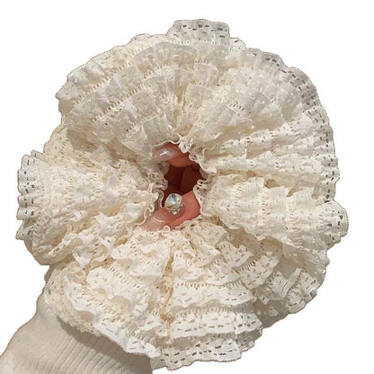 Korean-style polka dot lace scrunchie, French retro versatile bun and ponytail hair tie, high-end hair accessory - image 5