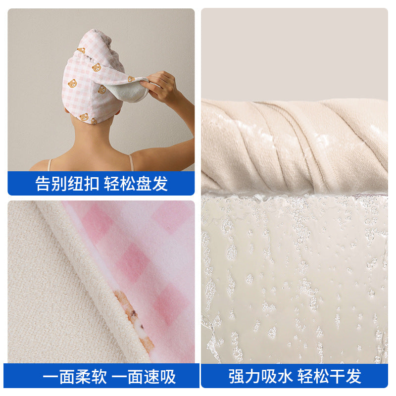 2026 New Model Buckle-Free Self-Adhesive Dovetail Hair Drying Cap for Women, Highly Absorbent, Quick-Drying, Double-Layer Thickened Shower Cap for Hair Wrapping - image 3