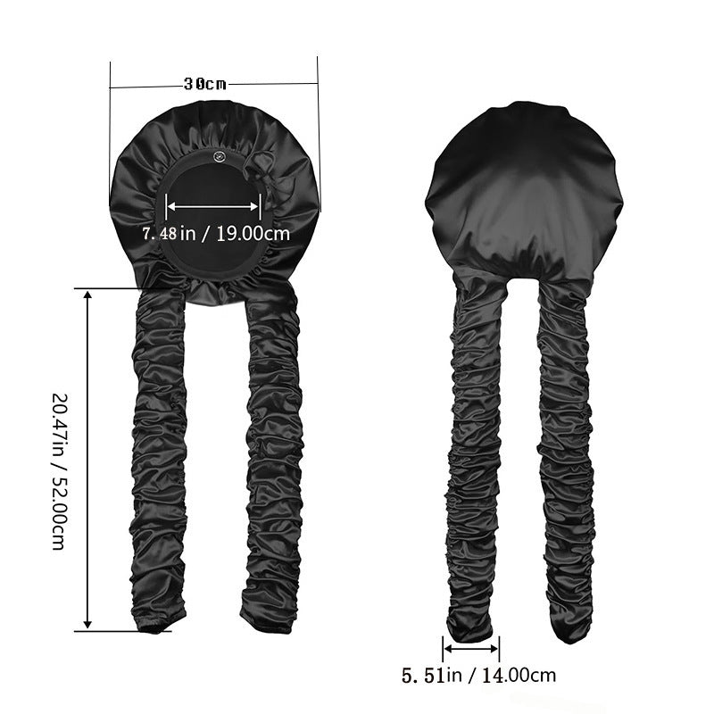 Amazon Best-Selling Simulated Silk Sleep Cap Titok Bowknot Non-Slip Versatile Sleep Bun Cap Satin Hair Protection Cap - image 2
