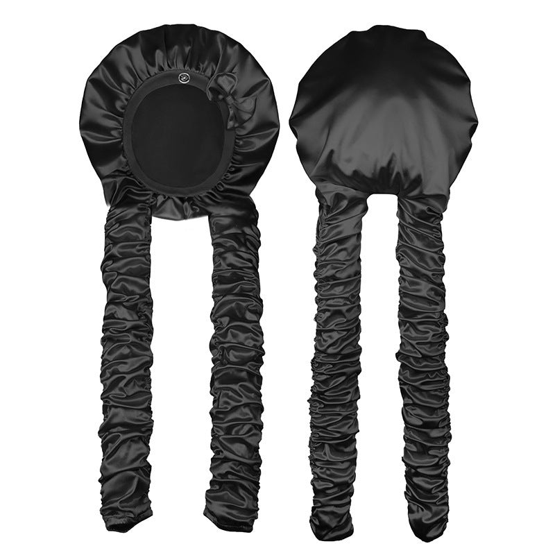 Amazon Best-Selling Simulated Silk Sleep Cap Titok Bowknot Non-Slip Versatile Sleep Bun Cap Satin Hair Protection Cap - image 3