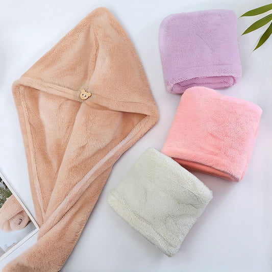 Women's Coral Fleece Hair Drying Cap, Thickened, Super Absorbent, Quick-Dry Head Wrap, Customizable Microfiber Bath Cap Wholesale - image 2