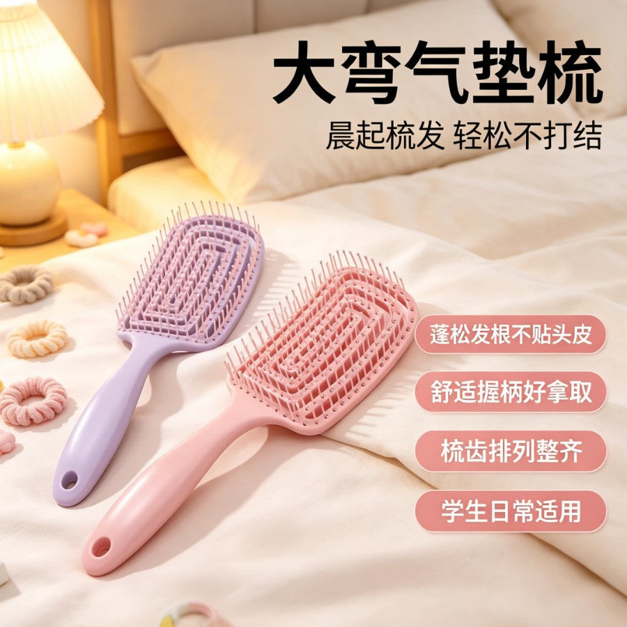 Wide-toothed hollow air cushion comb for scalp massage, ribbed comb for girls to create voluminous high crown hairstyle - image 1