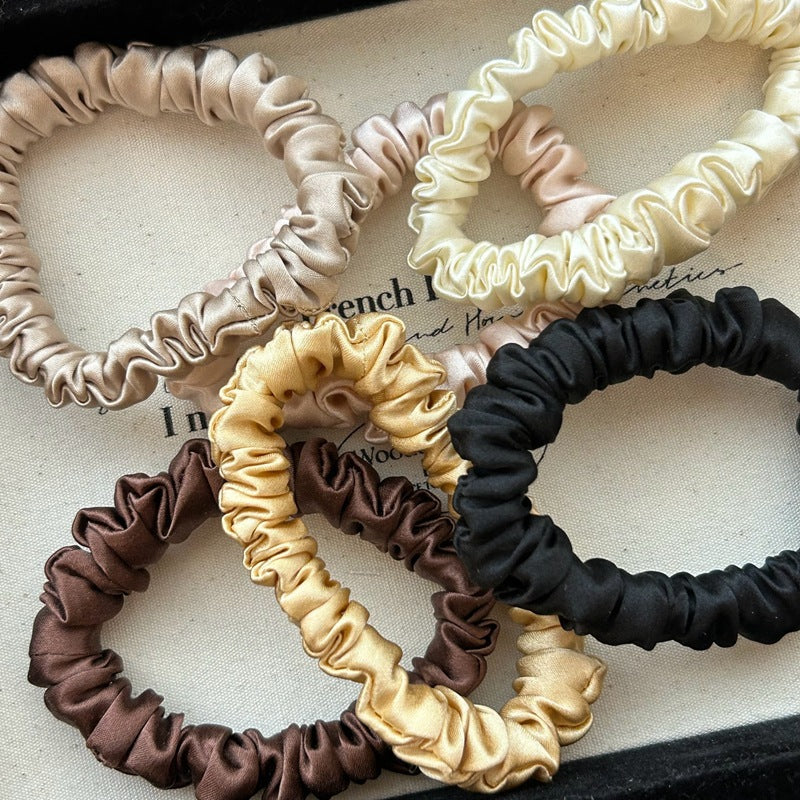 Fully handmade 19 momme silk hair tie, 1.5cm wide, 100% mulberry silk, elegant French-style thin hair band - image 2