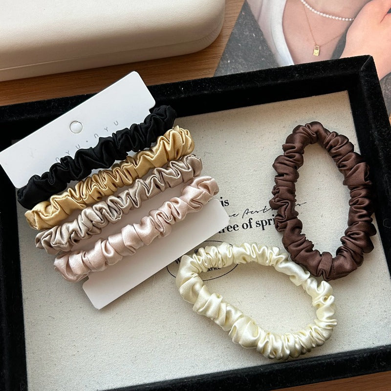 Fully handmade 19 momme silk hair tie, 1.5cm wide, 100% mulberry silk, elegant French-style thin hair band - image 3