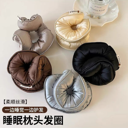 Large satin-filled hair ring for sleeping, voluminous scrunchie for curling hair, a magical hair accessory for autumn and winter for women - image 1