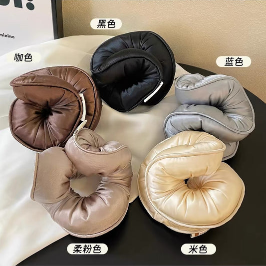 Large satin-filled hair ring for sleeping, voluminous scrunchie for curling hair, a magical hair accessory for autumn and winter for women - image 2