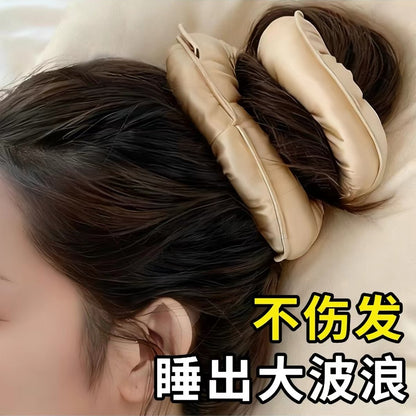 Large satin-filled hair ring for sleeping, voluminous scrunchie for curling hair, a magical hair accessory for autumn and winter for women - image 3